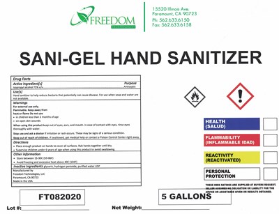 Sani-gel Hand Sanitizer (Sani Gel Label)